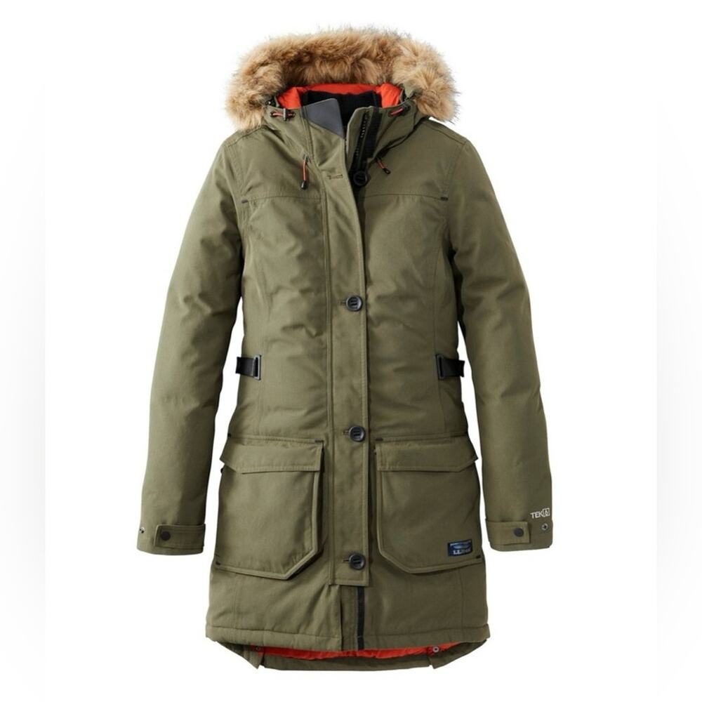 LL Bean Maine Mountain Parka Kelp Green 650 Down Waterproof Coat NWT XS